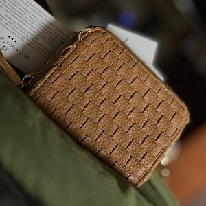 NWT brown woven wallet